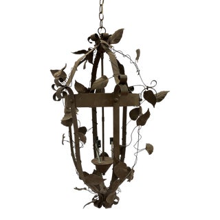 Vintage Wrought Iron Pendant Lamp For Sale