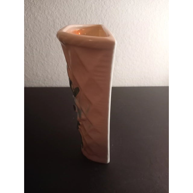 1970s Vintage Italian Style Ceramic Basket Weave With Floral Wall Pocket For Sale - Image 5 of 7