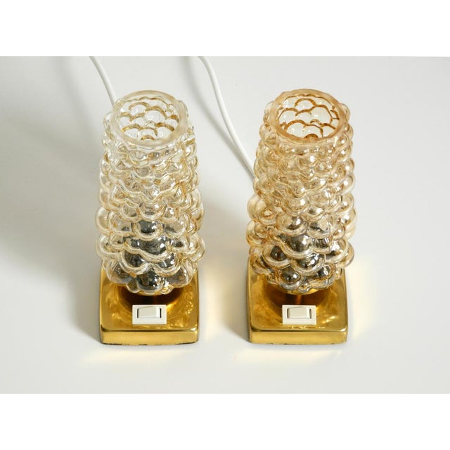 Brass Bedside Lamps with Gold Bubble Glass Shades, 1960s, Set of 2 For Sale - Image 11 of 18