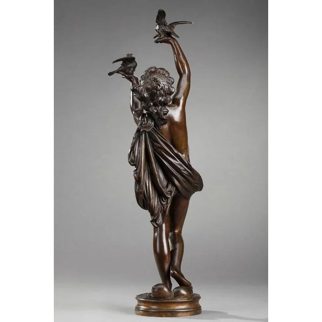 Bronze Femme Aux Colombes Sculpture by Charles-Alphonse Gumery For Sale - Image 11 of 18