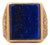 Vintage Lapis Lazuli 18k Gold Floral Engraved Square Mens Signet Ring, Size 10.75 For Sale