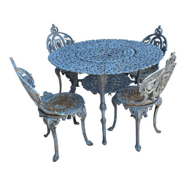 Victorian Style Garden Table and Chair Set For Sale