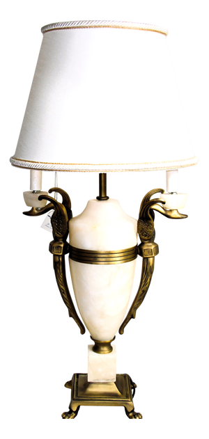 Vintage Italian Alabaster and Brass Table Lamp, 1950s