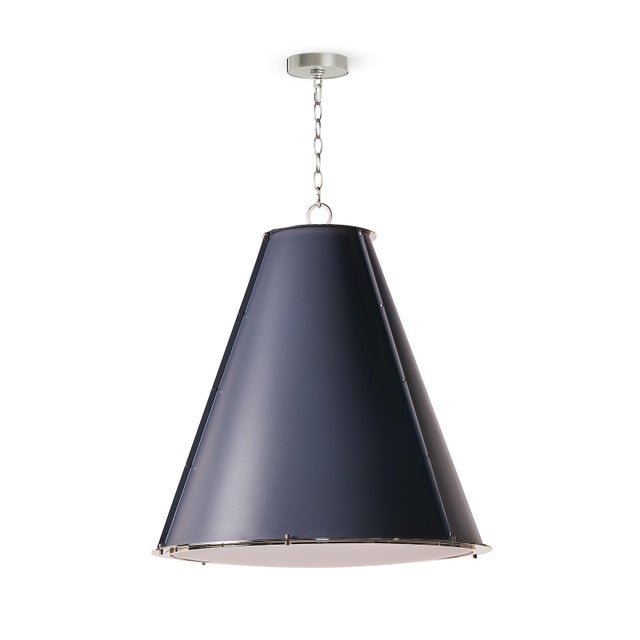 French Maid Chandelier Large, Blue and Polished Nickel For Sale - Image 10 of 10