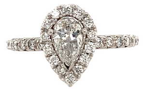 Diamond Engagement Ring 14k White Gold 0.90 TCW Certified