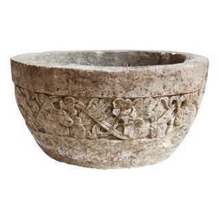 Stone Carved Planter Bowl For Sale
