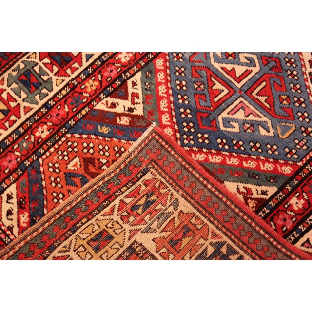 Red Nazmiyal Collection Antique Kazak Runner Rug For Sale - Image 8 of 8