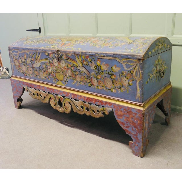 Mid 19th Century Large Italian Hand-Painted Cassone or Marriage Chest, 1850s For Sale - Image 5 of 9