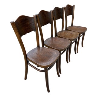 1920s Model 255 Thonet Bentwood Chairs "Crocodile" Pattern, Set of 4 For Sale