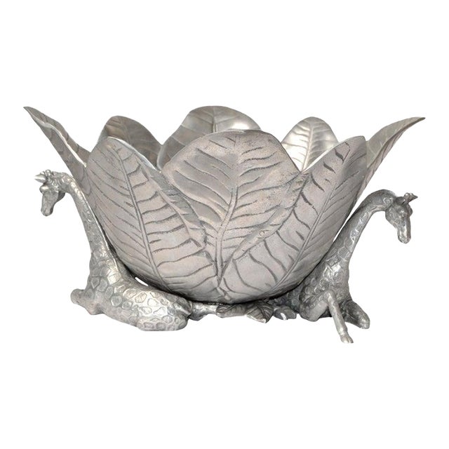 Arthur Court 2004 Safari Collection Giraffe Ice Bucket Aluminum Wine Cooler For Sale