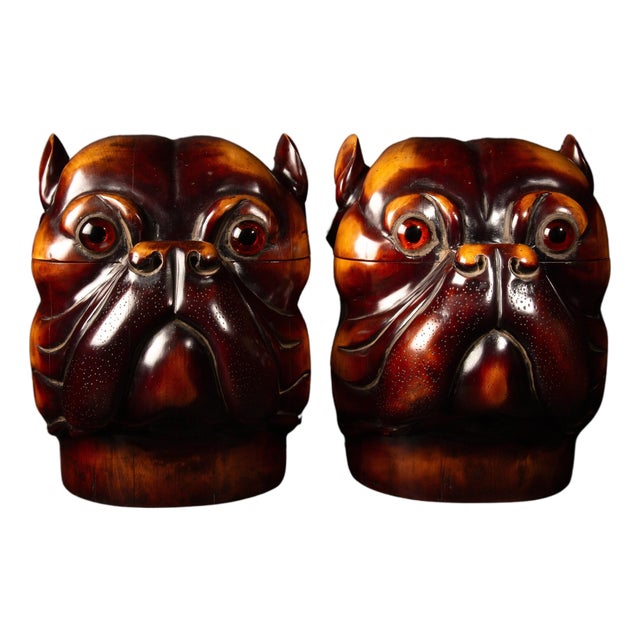 Victorian-Style Dog Head Boxes: Exquisite Craftsmanship and Functional Elegance For Sale