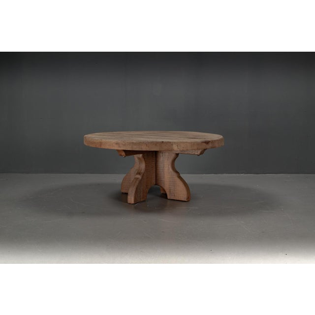 Brown Large Oak Rural Round Coffee Table, 1962 For Sale - Image 8 of 15