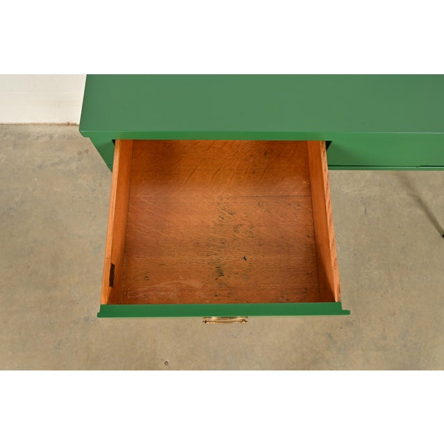 Wood John Widdicomb Antique Federal Green Lacquered Console or Entry Table, Newly Refinished For Sale - Image 7 of 15