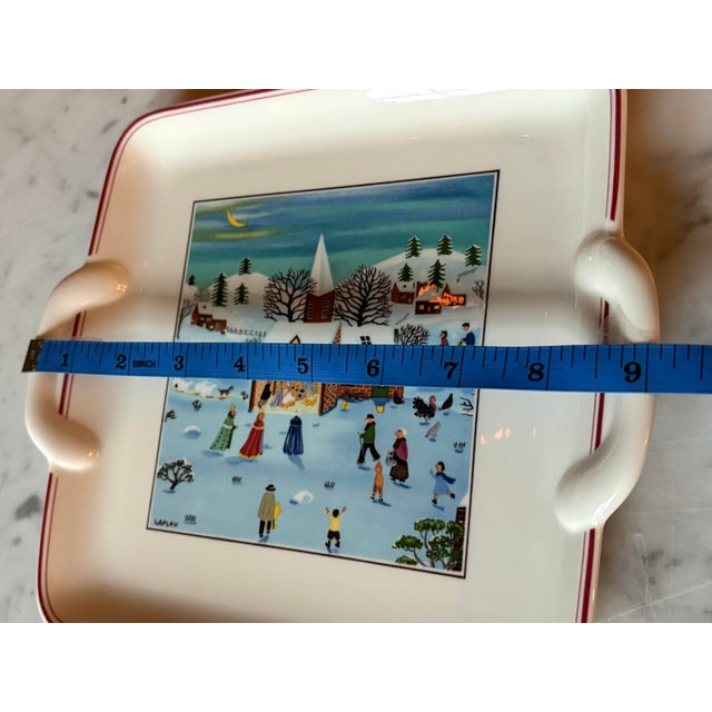 1990s Villeroy and Boch Naïf Christmas 8” Square Nativity Manger Scene Serving Plate For Sale In Chicago - Image 6 of 7