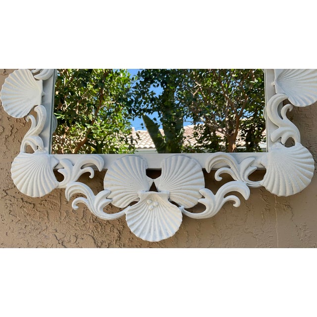 Vintage Coastal Cast Iron Shell & Starfish Wall Mirror For Sale In Miami - Image 6 of 15