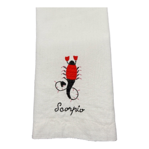 Vintage Hand Embroidered Scorpio Madeira Fingertip Towel