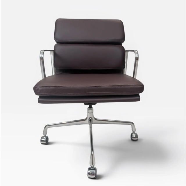 Mid-Century Modern Eames for Herman Miller Soft Pad Management Chair - Dark Burgundy Leather For Sale - Image 3 of 9