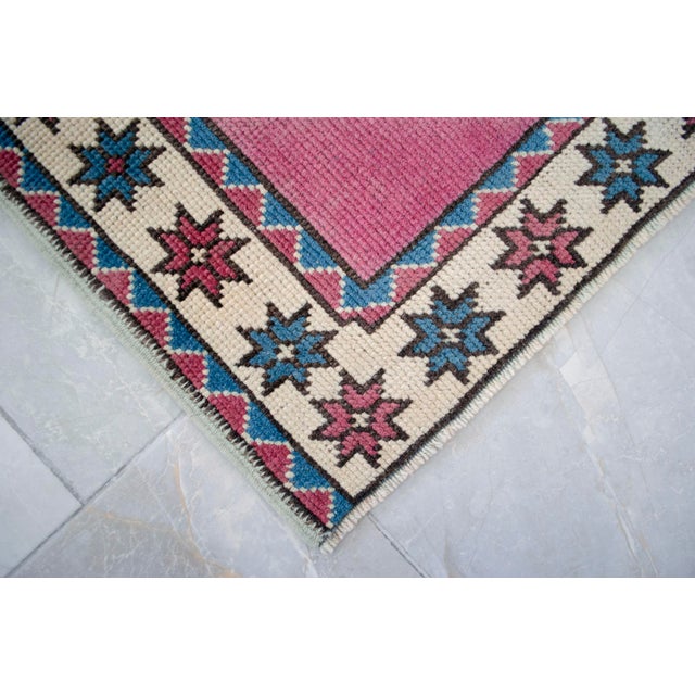 Textile 1970s Small Rug, Entryway Rug, Bath Mat, Kitchen Decor, Turkish Rug, Doormat Yastik Rug 2'7" X 3'5" For Sale - Image 7 of 9