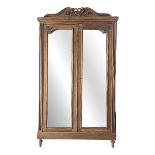 Large Antique Louis XVI Style Wardrobe with Mirror, 1890s For Sale