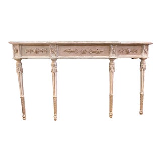 19th Century Carved and Silver Gilded Italian Neoclassical Console Table For Sale