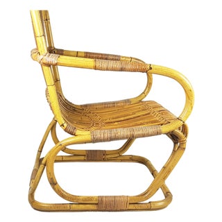 Mid-Century Modern Italian Armchairs in Rattan and Rush, 1960s, Set of 2 For Sale