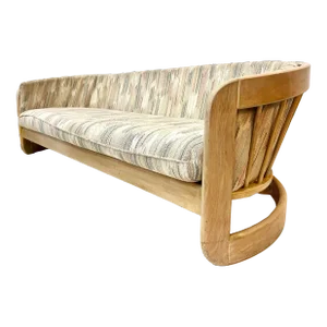 1980s Postmodern Spindle-Back Solid Oak Sofa, Howard Furniture, Pair Available