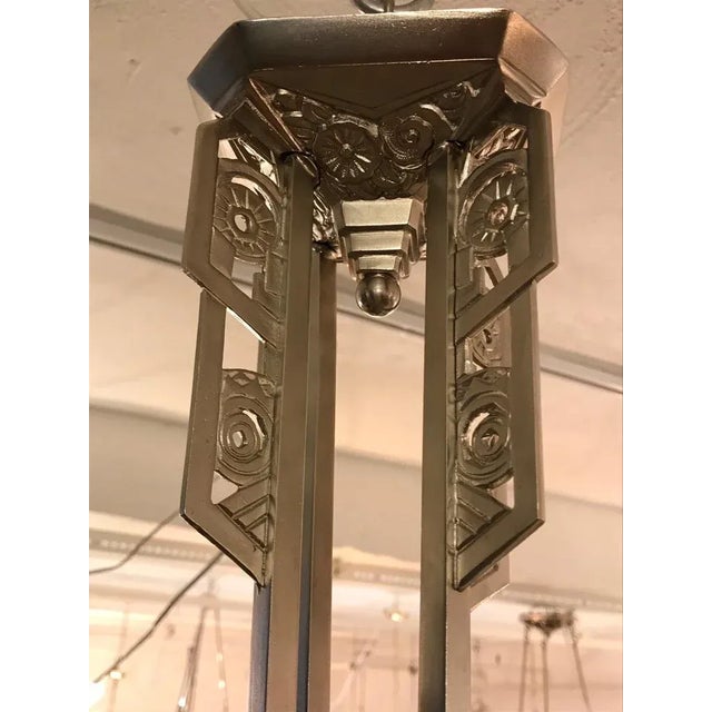 French Art Deco Geometric Chandelier Signed by e.j.g For Sale - Image 11 of 13