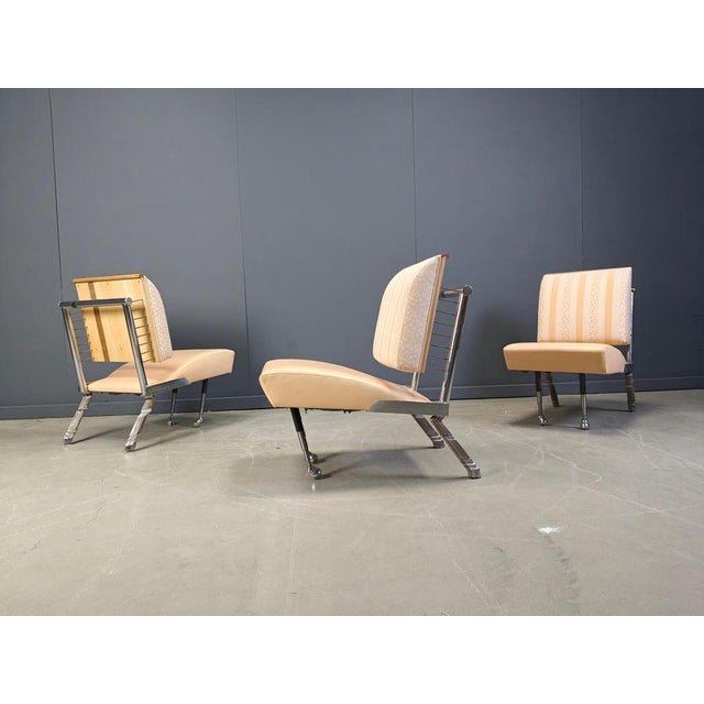 Metal Sculptural Lounge Chair Set with Coffee Table, 1996, Set of 4 For Sale - Image 7 of 15