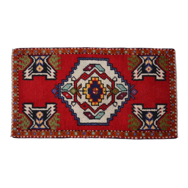 1980s 1980 Hand Made Mat Small Turkish Rug - 1′9″ × 3′1″ For Sale - Image 5 of 12