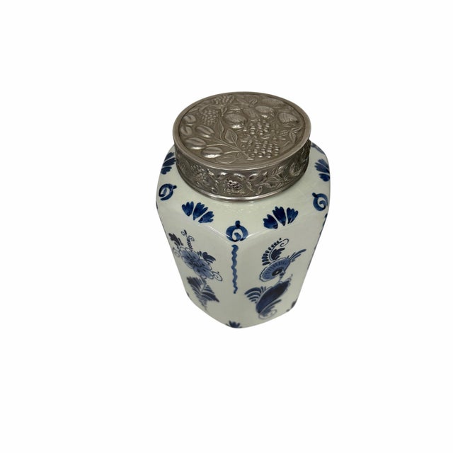 Farmhouse Vintage Delft Lidded Tea Caddy Jar For Sale - Image 3 of 5