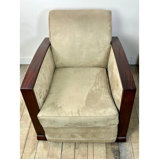 Art Deco Armchairs in Rosewood and Suede, 1920, Set of 2 For Sale - Image 9 of 14