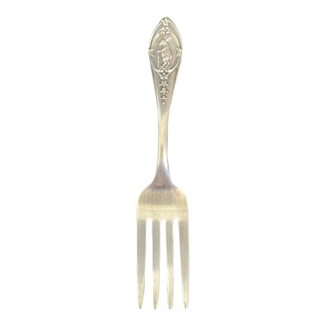 Weidlich Silver Sterling Baby Fork - Rabbit With Cane For Sale