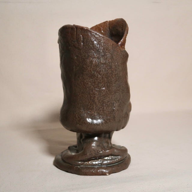 Late 20th Century Large Fine Art Hand Built Studio Pottery Sculptural Brutalist Wabi Sabi Earth Tone Vessel For Sale - Image 5 of 17