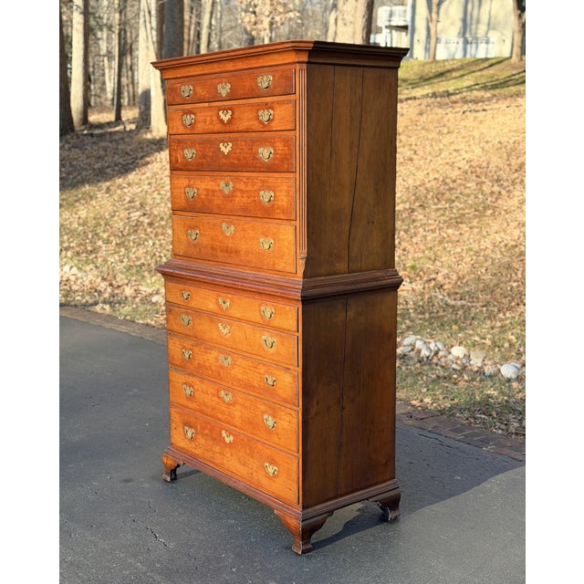 Early 19th Century Early 19th Century American Federal Cherry Chest on Chest For Sale - Image 5 of 8