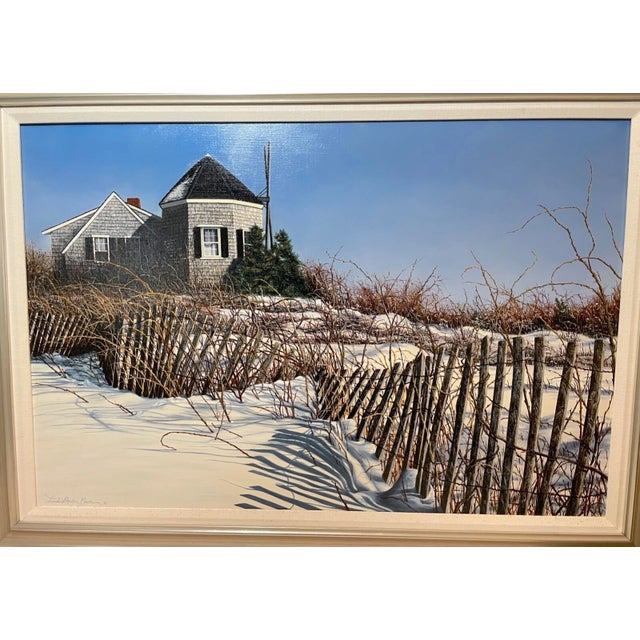 1980s Original Linda Stanton Moore Hyannisport Hypo Realism Winter Oil Painting Canvas For Sale - Image 4 of 15
