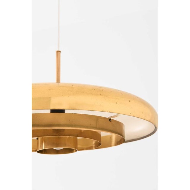 Mid-Century Modern T-5 Ceiling Lamp in Brass by Alf Svensson & Yngvar Sandström, 1960s For Sale - Image 3 of 8
