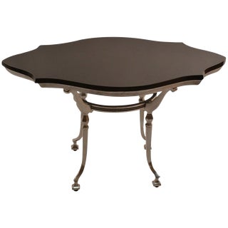 Classical Style Cast Aluminum Table With Stone Top For Sale