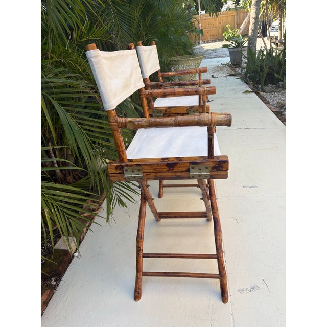 1950s 1950s Tortoise/Burnt Bamboo Director's Chairs For Sale - Image 5 of 10