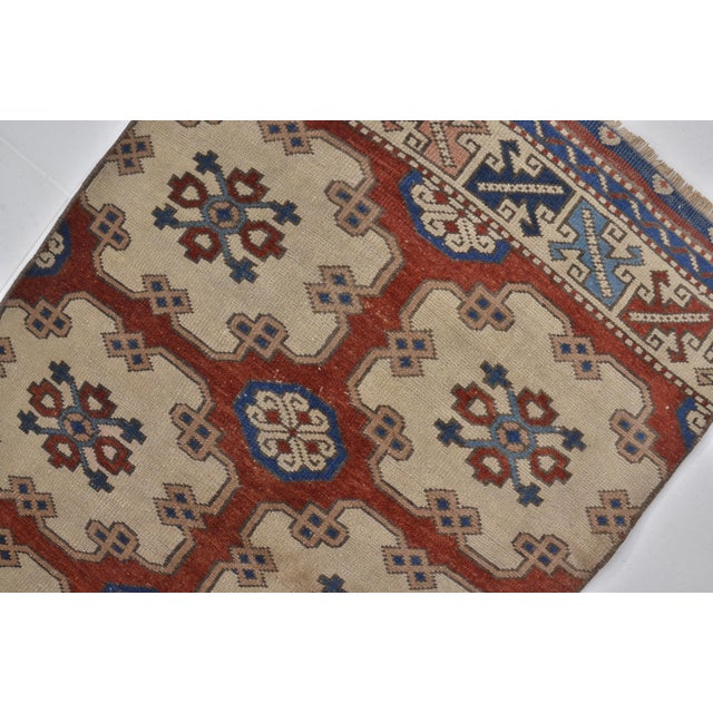 Tan Small Oushak Antique Wool Carpet For Sale - Image 8 of 10