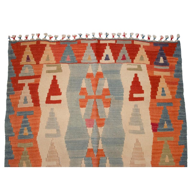 Blue 1980s Hand Woven Colorful Kilim Small Rug For Sale - Image 8 of 11