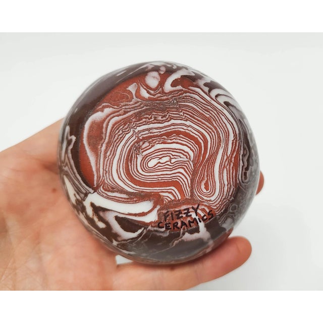 White and Red Nerikomi Pinch Pot Handbuilt by Fizzy Ceramics For Sale - Image 4 of 11
