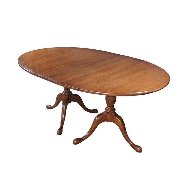 Queen Anne Davis Cabinet Cumberland Valley Queen Anne Walnut Double Pedestal Dining Table For Sale - Image 3 of 12