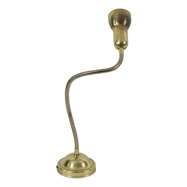 Mid-Century Modern Gooseneck Brass Table Lamp, Germany, 1970s For Sale