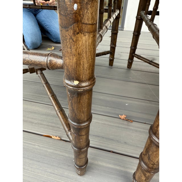 Pair of Upholstered Ottomans With Faux Bamboo Frames For Sale In Nashville - Image 6 of 6