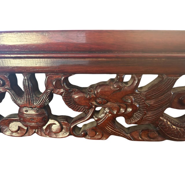 Asian Style 1960s Chinese Ming-Style Carved Rosewood Gallery Console Altar Table For Sale - Image 4 of 10