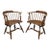 Antique English Windsor Colonial Pine Wood Spindle Pub Club Arm Chairs - A Pair For Sale