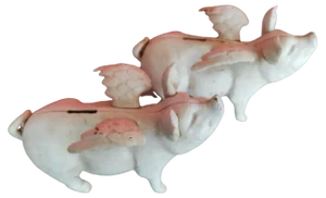 Pigs with Wings in Wrought Iron, 20th Century, Set of 2