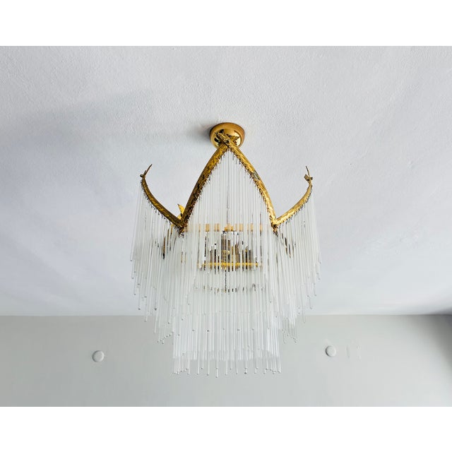 Vintage Tiered Glass Rod Chandelier – Dramatic Shadow Light For Sale - Image 14 of 17