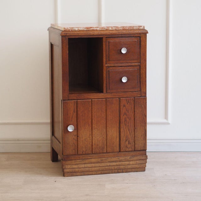 French Art Deco Bedside Table with Red Marble Top For Sale - Image 5 of 15
