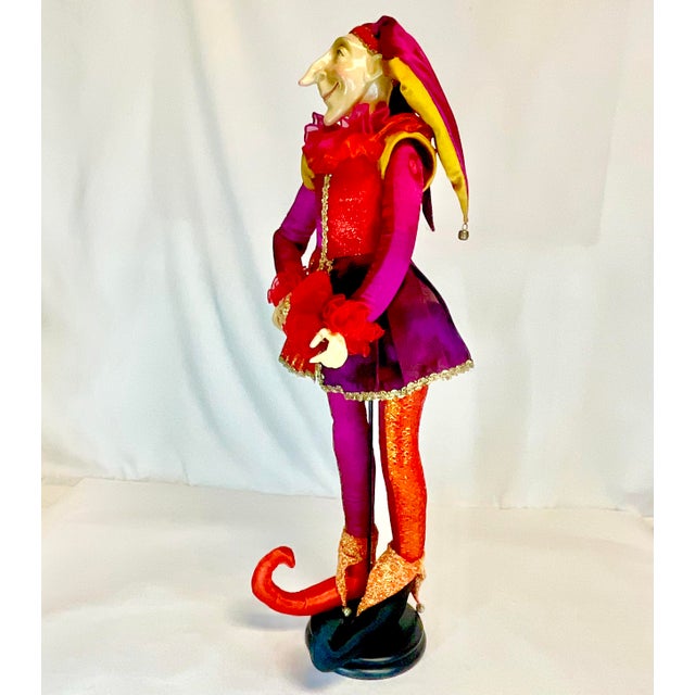 Wood 1940s Vintage Art Nouveau Italian Boho Chic 28” Valentine Jester Sculpture Centerpiece For Sale - Image 7 of 17